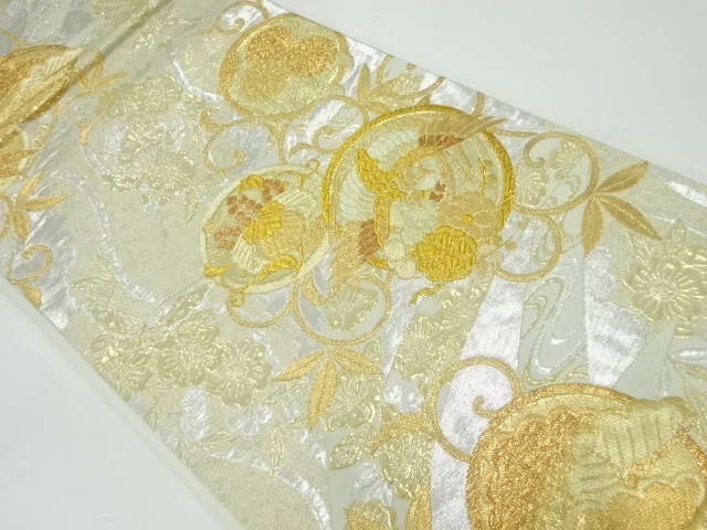 JAPANESE FUKURO OBI / WOVEN FLOWER ARABESQUE